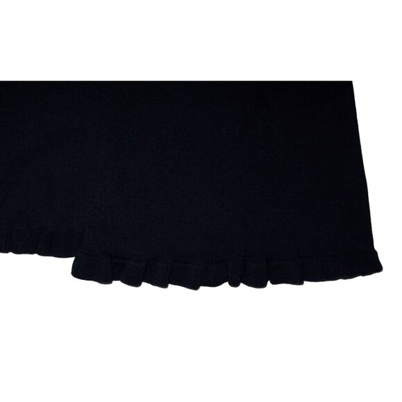 Anna Gray Sweater Open Front with 3/4 Sleeves Black Ruffle Trim 38 Inch Bust - Picture 5 of 8